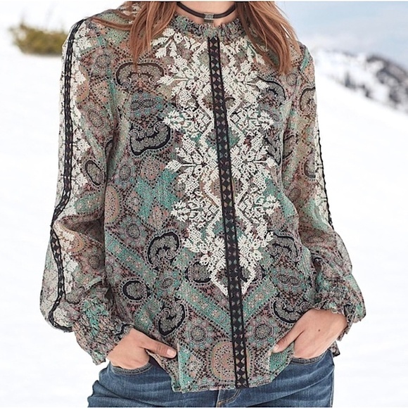 SUNDANCE Victorian Charms Embroidered Boho Long Sleeved Blouse Top - Picture 1 of 11